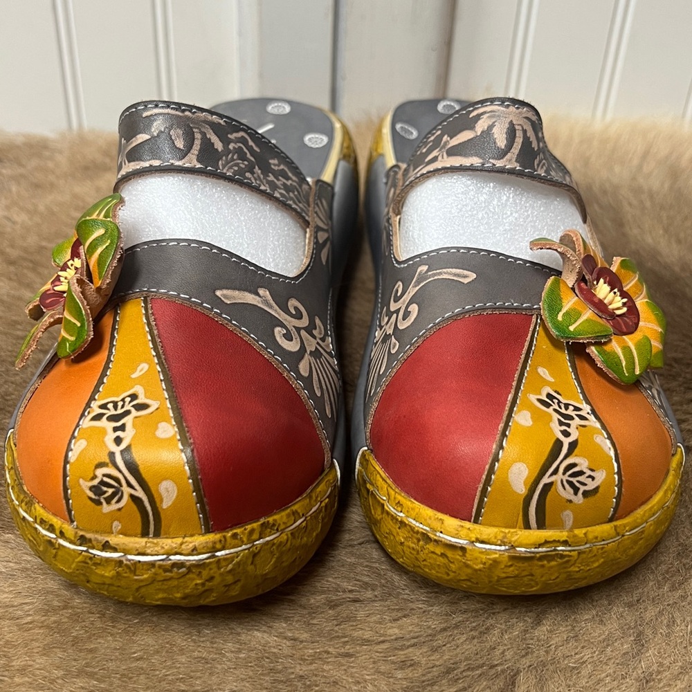 Boho Floral Clog Sandals 10 Hippie - Picture 3 of 9